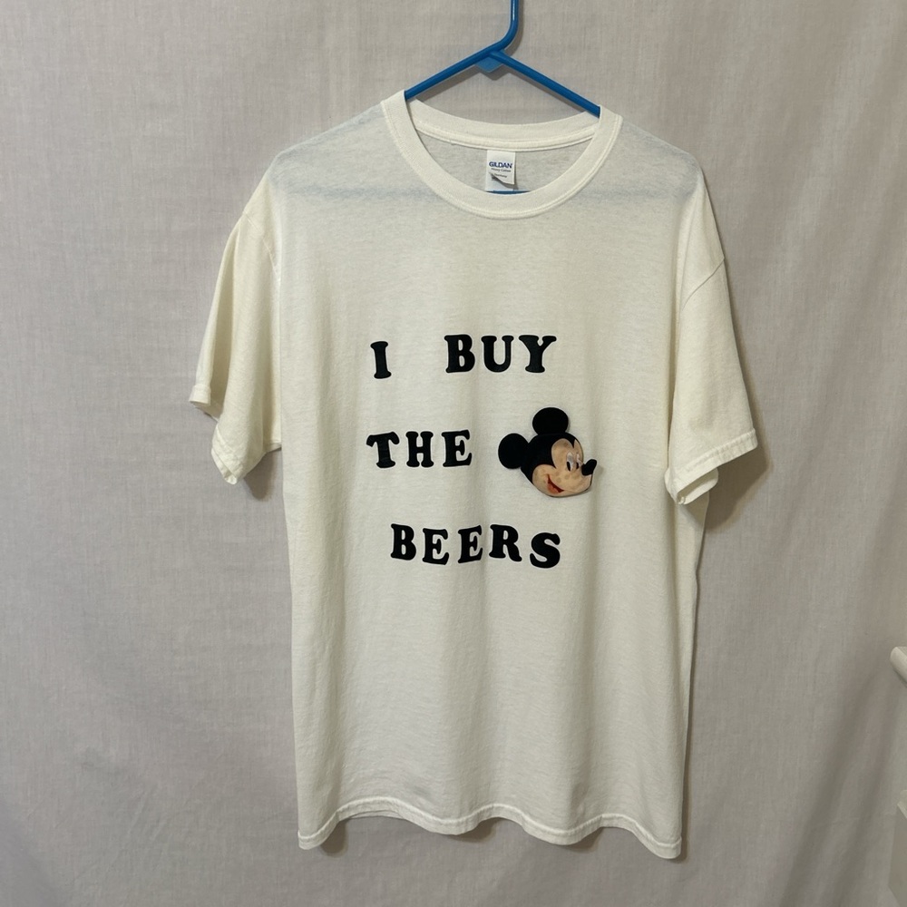 Gildan Cream Graphic Tee with Black Text